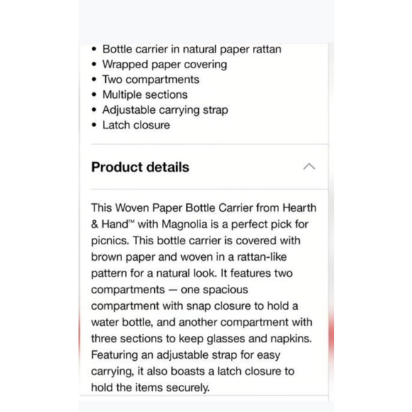 Hearth & Hand w/Magnolia Woven Bottle Carrier - Picture 8 of 9